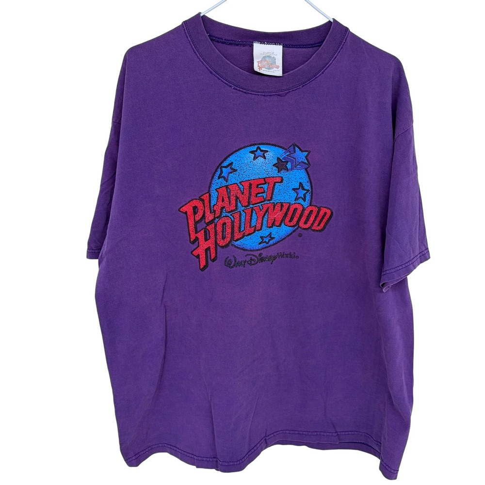 Vintage Purple Planet Hollywood T Shirt XL 1991 Cotton Vtg 90s Walt Disney World